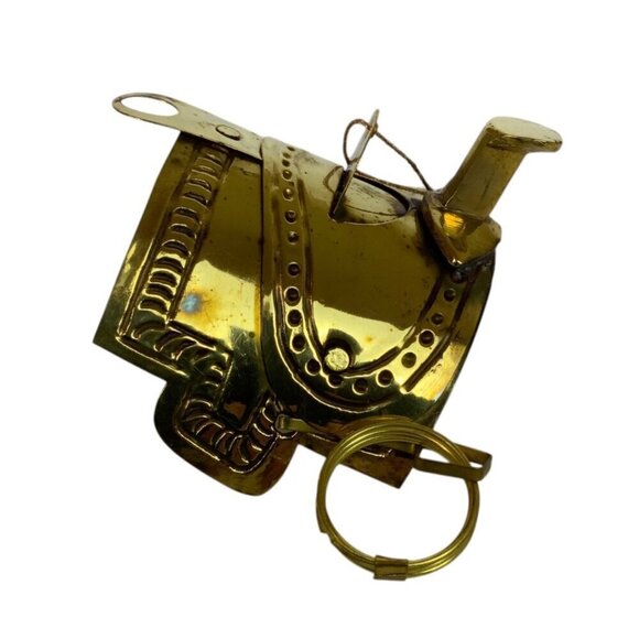 Vintage India Exotics Brass Cowboy Hat & Saddle Christmas Ornaments Hand Made - Picture 10 of 12